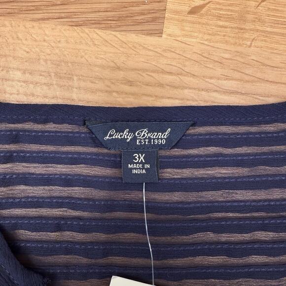 Lucky Brand Blouse Top Womens Plus Size 3X Blue Print Western Boho Peasant NWT - Picture 4 of 9